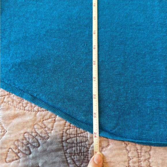 Eileen Fisher Teal V-Neck Short Sleeve Top - Picture 12 of 12